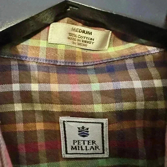 Peter Millar Cotton Plaid Button Down - Medium - Picture 4 of 5